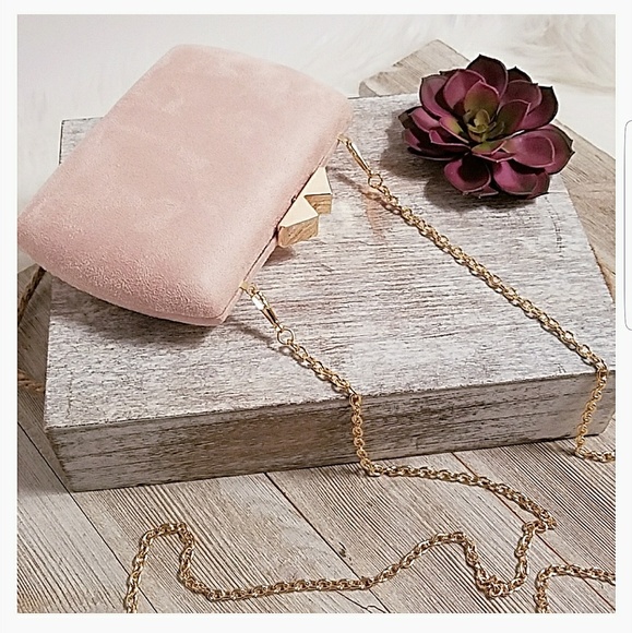 Pink Haley "Pink Sueded" Hard Case Clutch - Picture 2 of 5